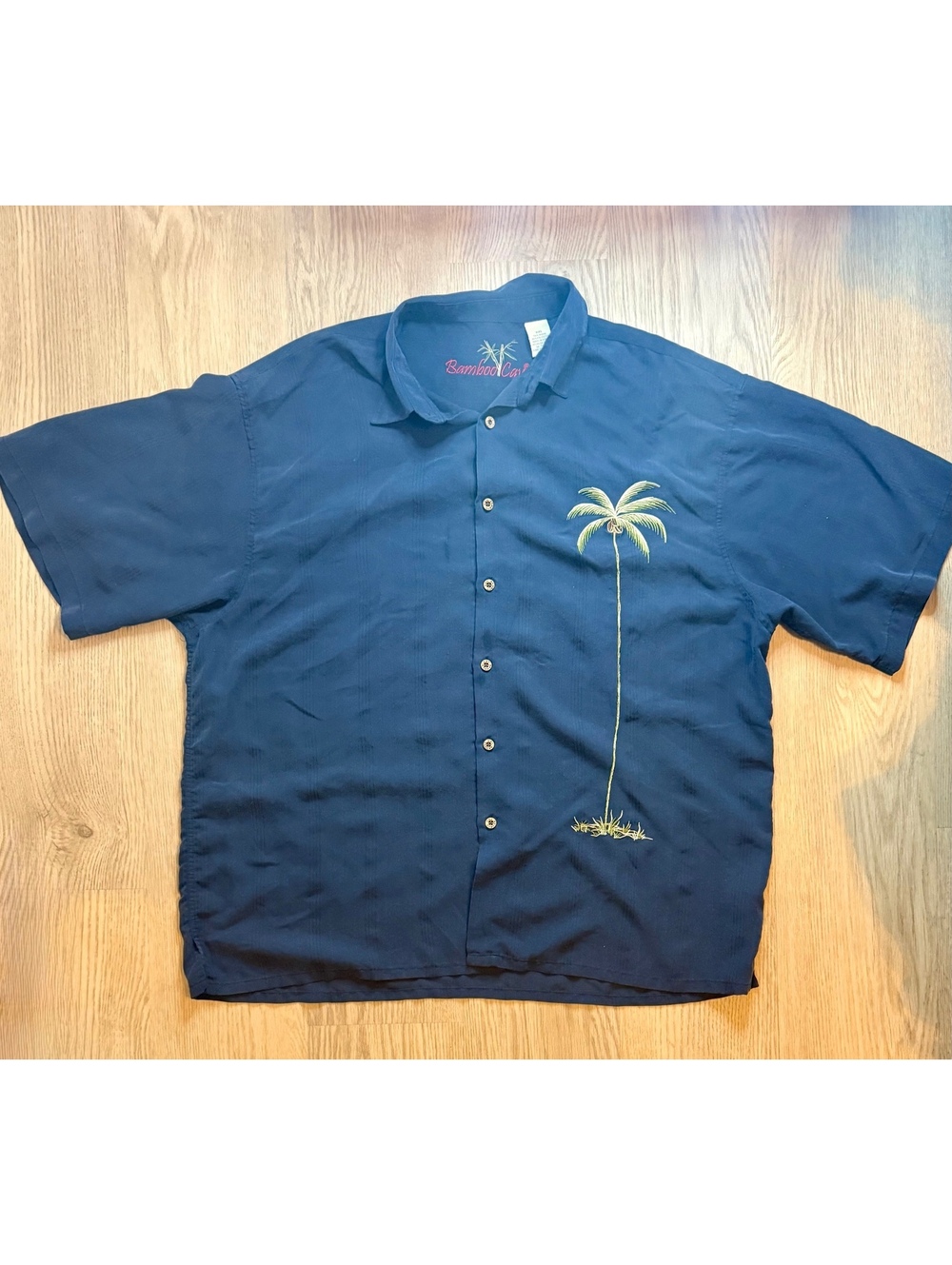 Bamboo Cay Men’s XXL Navy Palm Tree Embroidered Hawaiian Resort Shirt